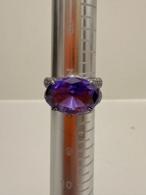 Bomb Party NWOT!! Purple Oval Crystal Ring with Silver Pavé Accents